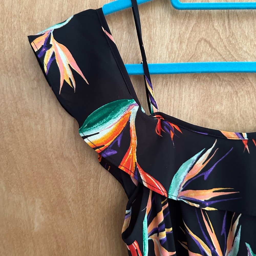 Mossimo Supply Co. Black Tropical Print Maxi Dress